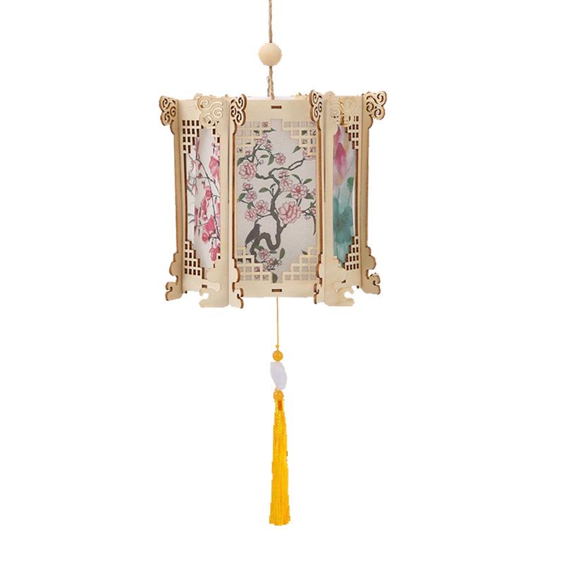 DIY Ancient Style Hanfu Luminous Rabbit Lantern Kit with Wooden Frame for Kids - Mid-Autumn Festival