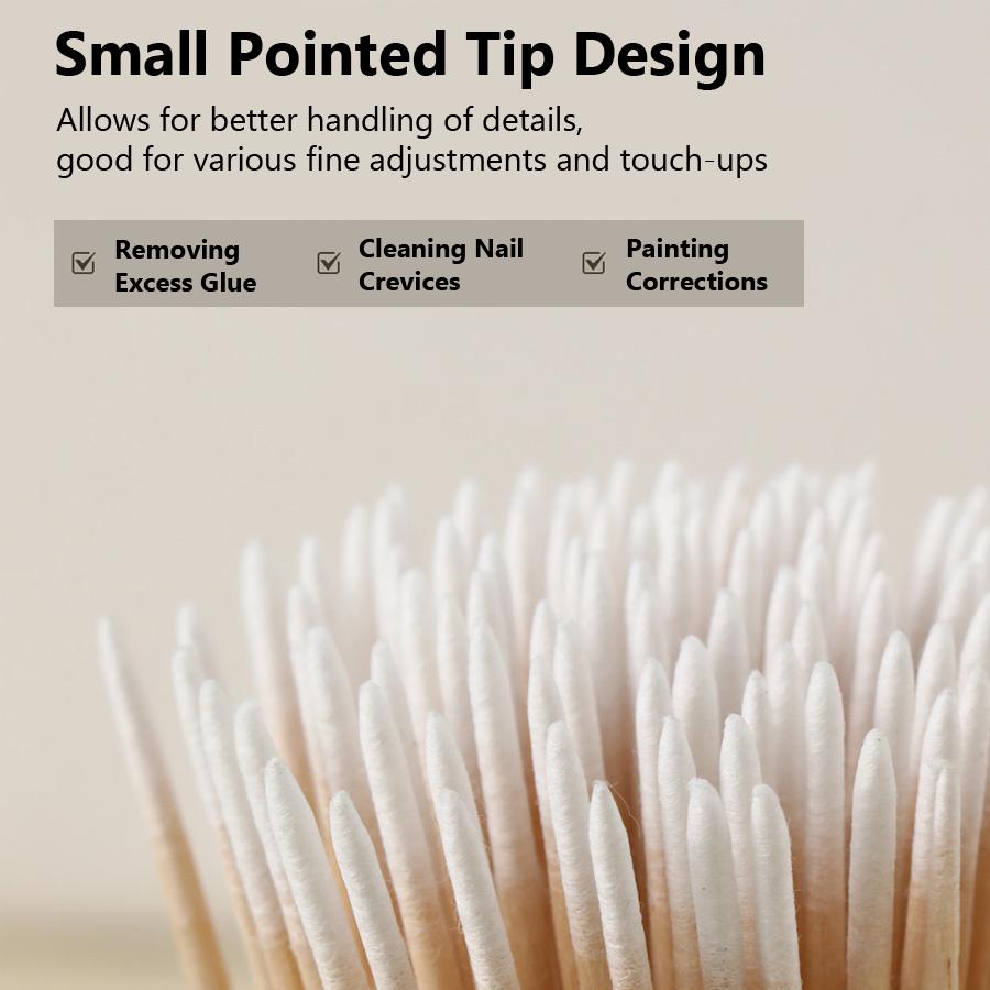 100pcs/bag Double-Ended Cotton Swabs Fine Pointed Tips for Nail Art Makeup Eyeliner Correction - Beauty Tools