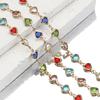1meter Love Heart Crystal Bead Chains Glass Beads Copper Chain for Necklace Bracelet DIY Jewelry Making Component Supplies