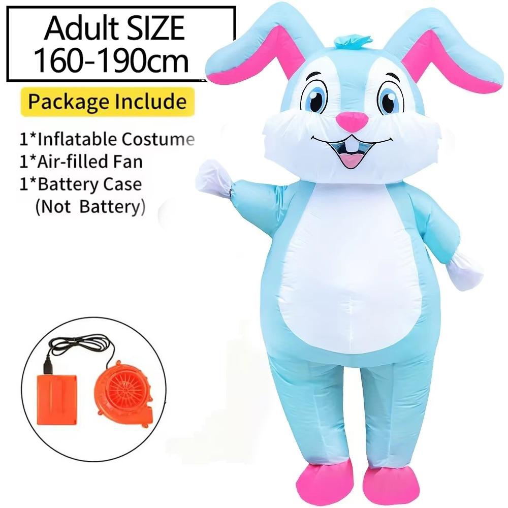 Easter Bunny Costume Rabbit Inflatable Outfit Easter Blow Up Suit Adults Girl for Christmas Cosplay Halloween Carnival Gift