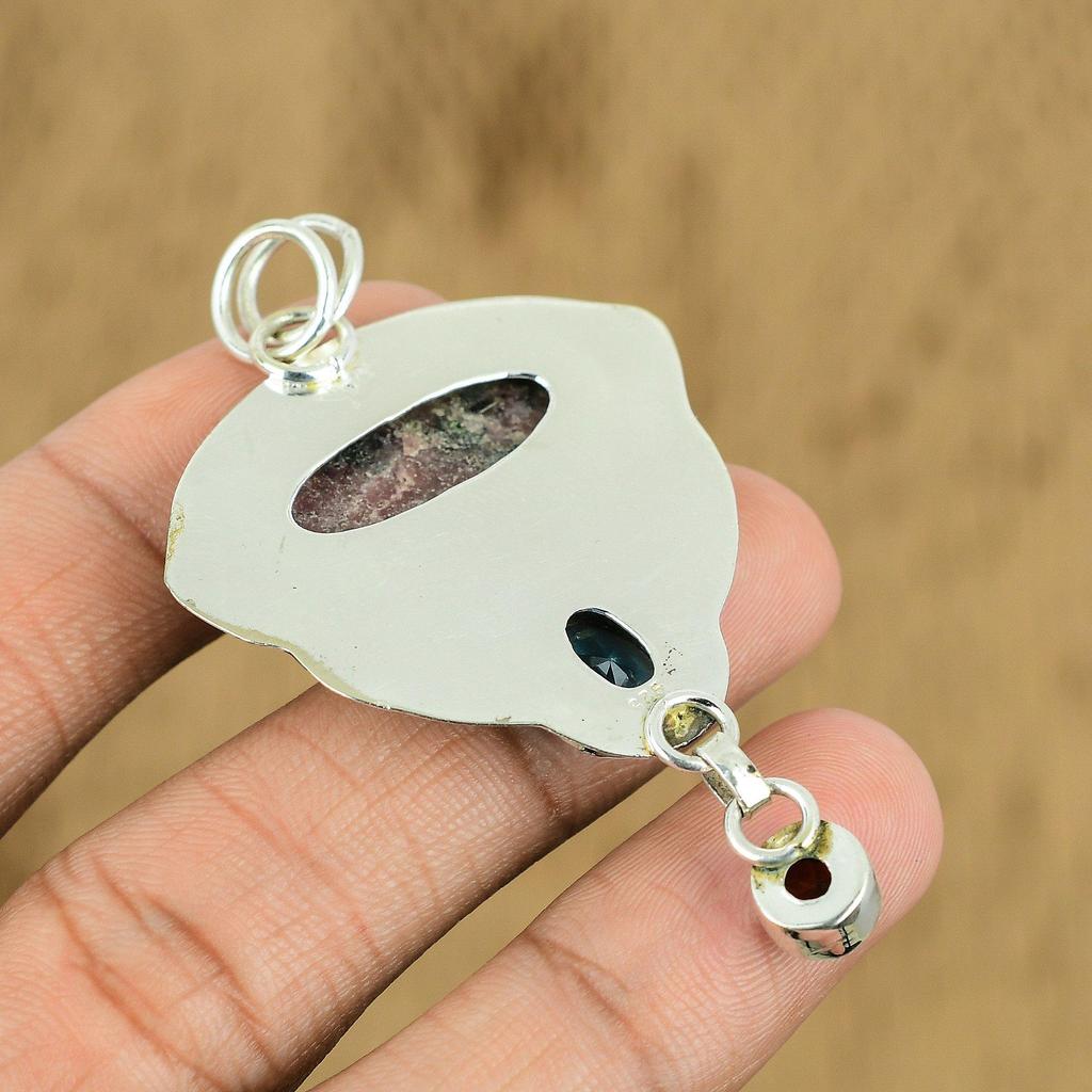 Prezent na rocznicę dla niej naturalny rodonit kamień szlachetny wisiorek srebro próby 925