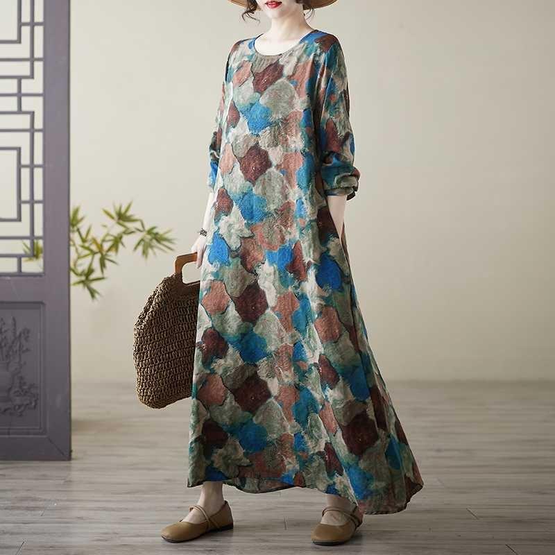 Rundhals Großes Langarmkleid