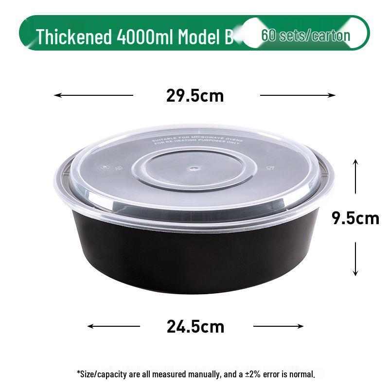 Black Round Disposable Food Containers: Thickened Soup and Fast Food Bowls