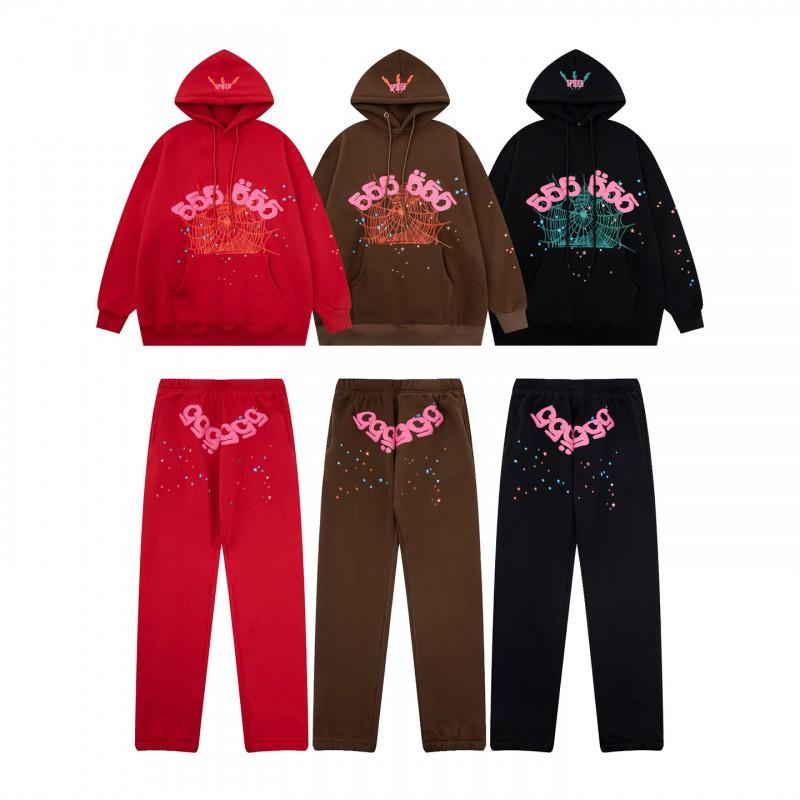 Sp5der Spider Web Foam Print Fleece Hoodie Loose Fit Hip Hop Sweatshirt Men Women