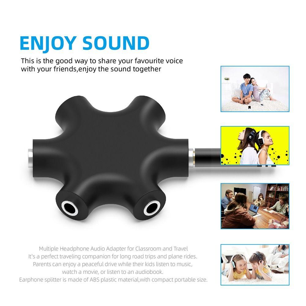 1Pcs 1 Male to 5 Female 3.5mm Audio Headphone Splitter  Phone Laptop MP3 Player