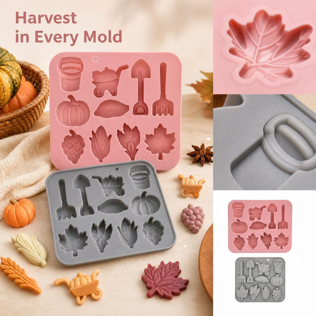 Silicone Maple Leaf and Rice Ear for Resin Casting, Baking, Candy, Chocolate and Baby Food