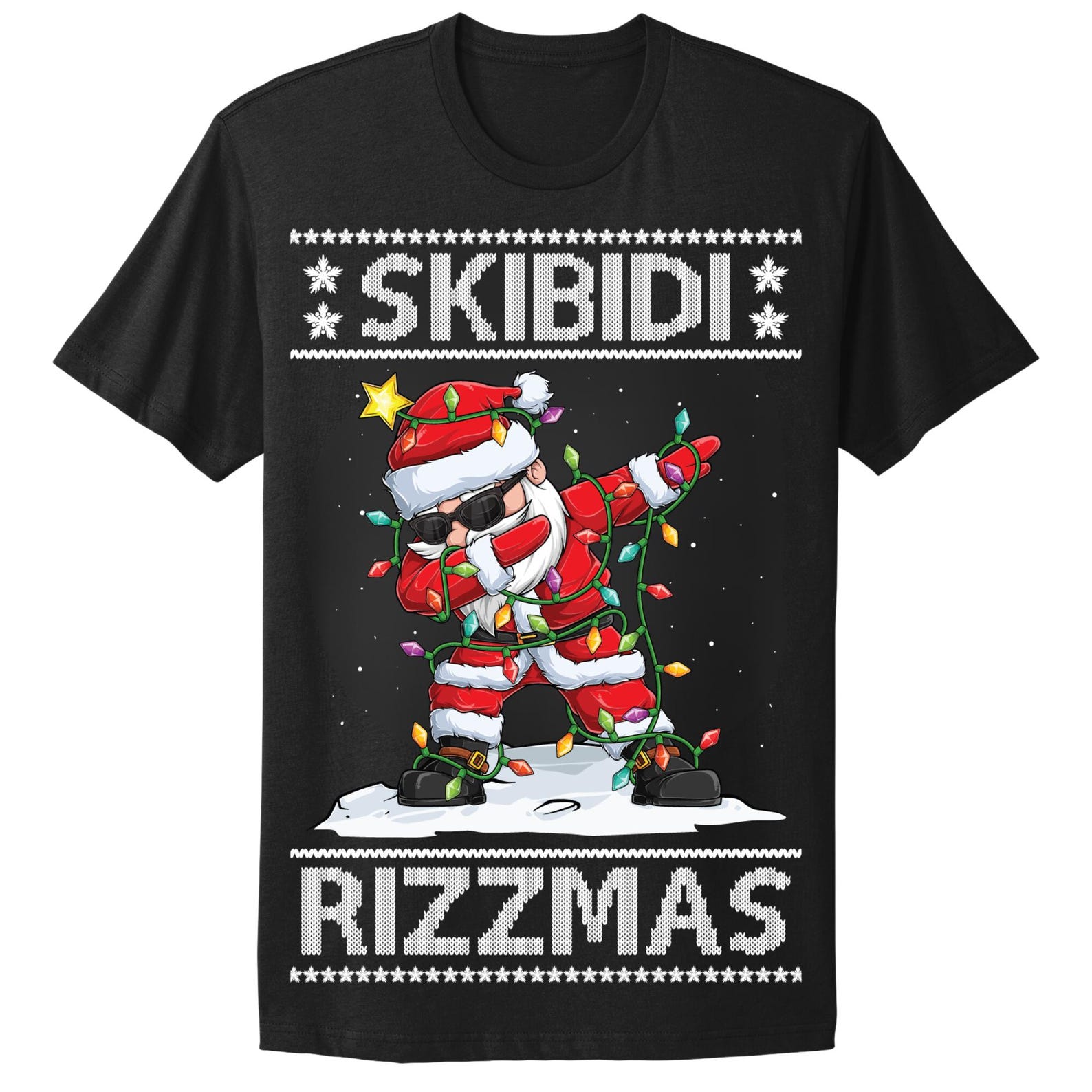 Ugly Christmas T-Shirt Skibidi Rizzmas Tee Shirt 4XL