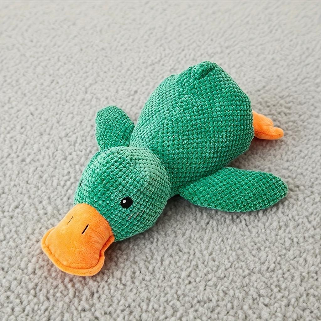 [Chew-Resistant Duck Toy] Chew-Resistant Interactive Yellow Duck Doll with Squeaking Sound | 3 Colors, Bite-Type Plush Toy for Cats&Dogs-Pet Supplies