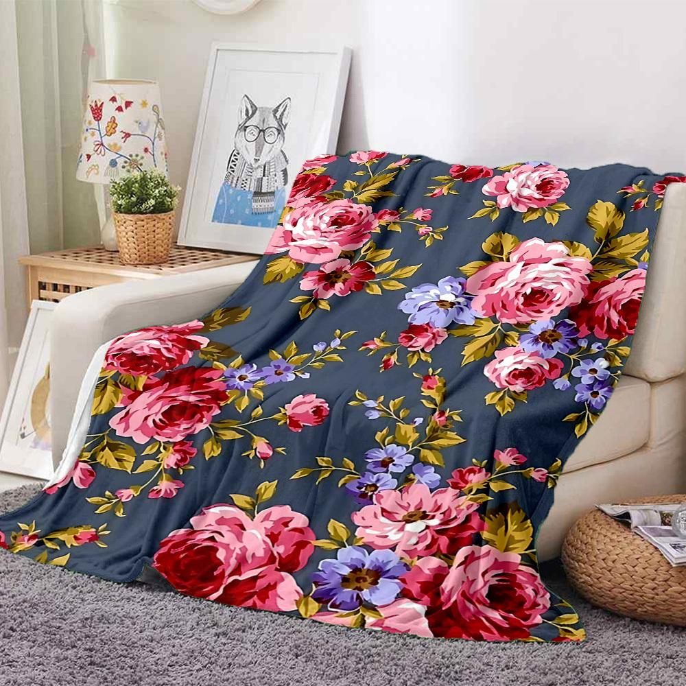 1pc Floral Pattern Blanket Warm, Cozy, And Soft, Suitable for Sofas, Beds, Cars, And Office Use.Perfect for Camping And Travel, Making It a Great Gift