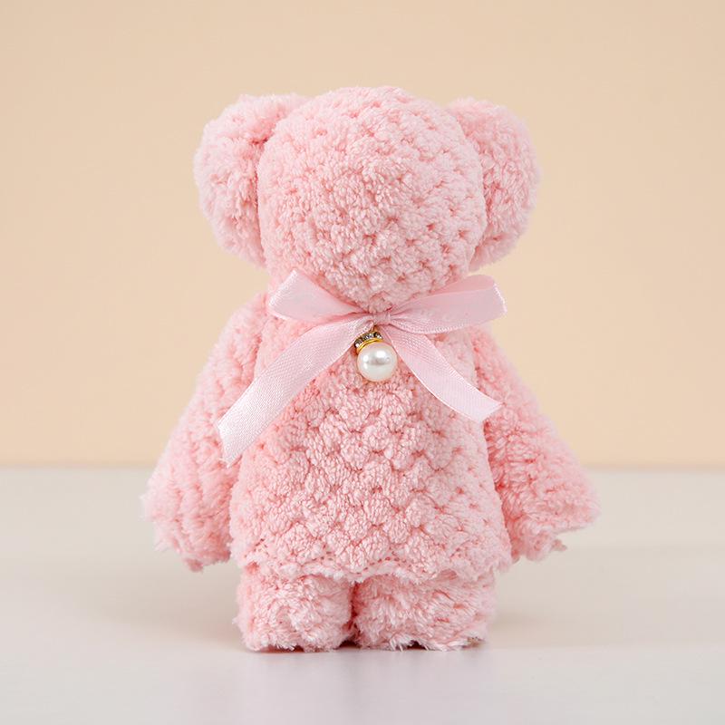 

Полотенце из кораллового флиса с ананасовой сеткой и маленьким мишкой - Идеальный сувенир или подарок на дни рождения, свадьбы и торжества. 30x30