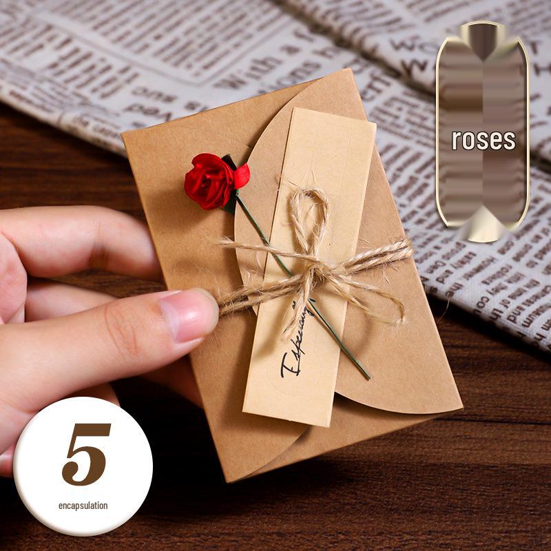 Handcrafted Retro Kraft Dried Flower Greeting Card for Birthdays & Father's Day