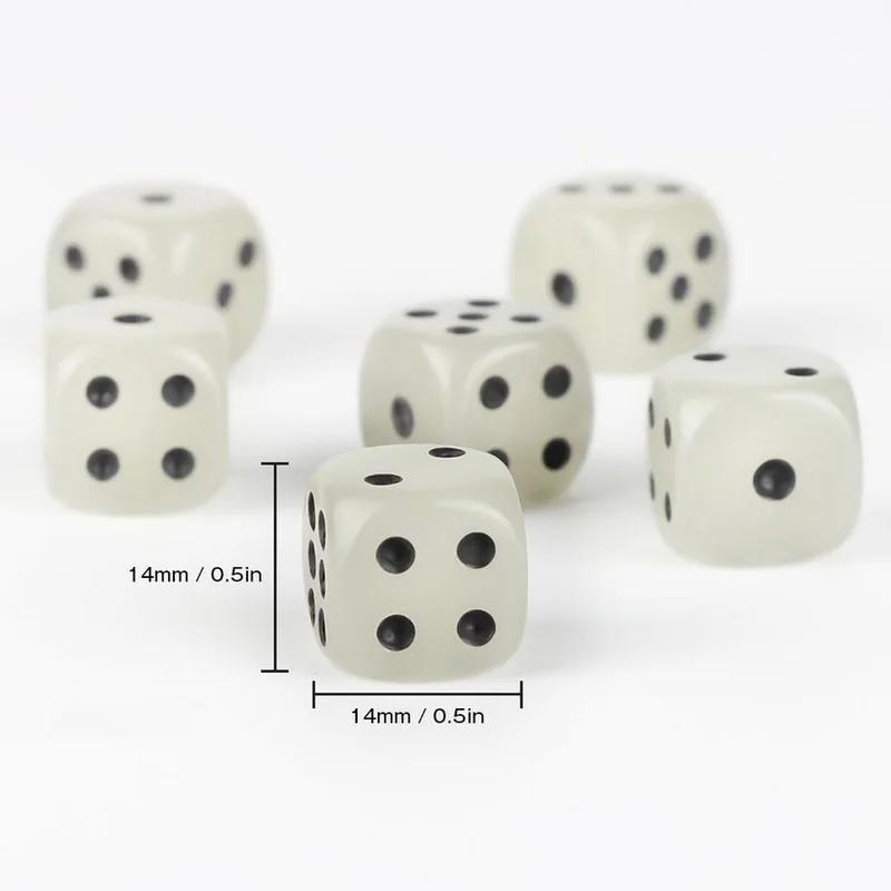6pcs/lot 14mm 6 Sided Noctilucent Dice Cubes Night Light Luminous Funny Night Bar KTV Entertainment Game Dices Drinking Tool