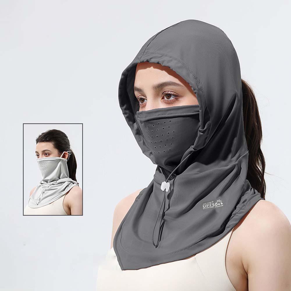 Breathable Sunscreen Hat With Mask Shawl Ice Silk UV Protection Mask  Travel