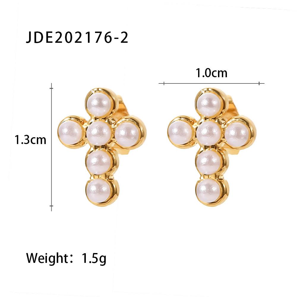 Stainless steel pearl stud earrings titanium steel earrings European and American earrings