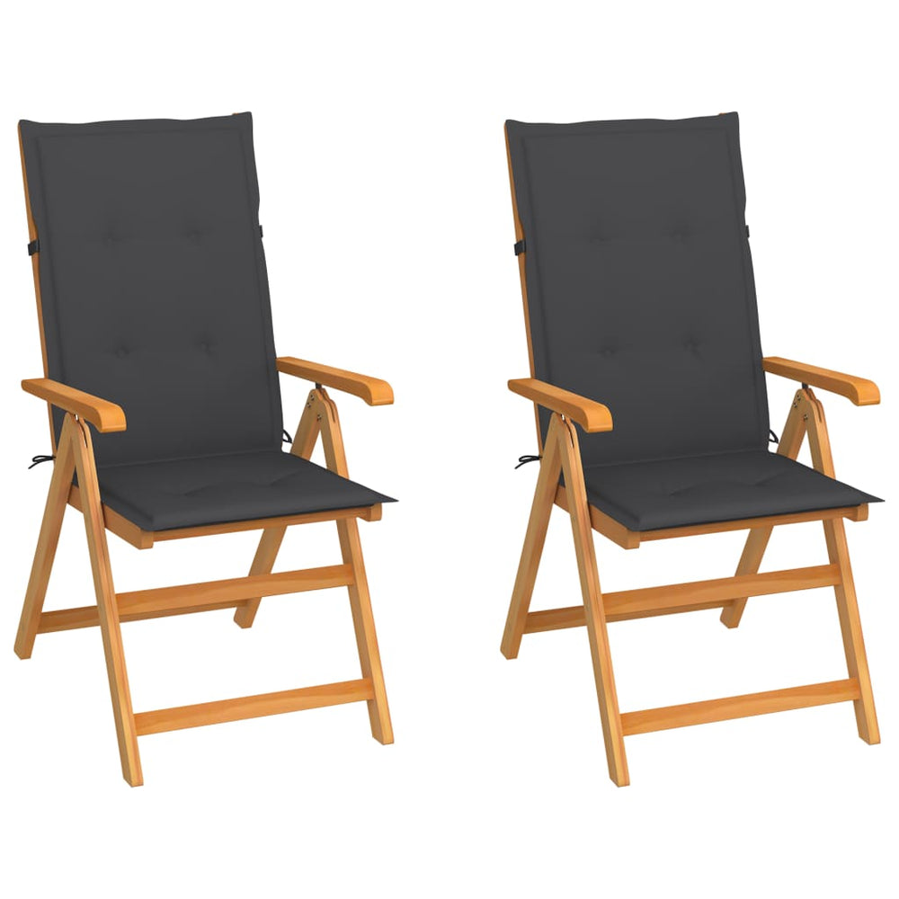 Chaises de jardin lot de 2 et coussins  Bois de teck