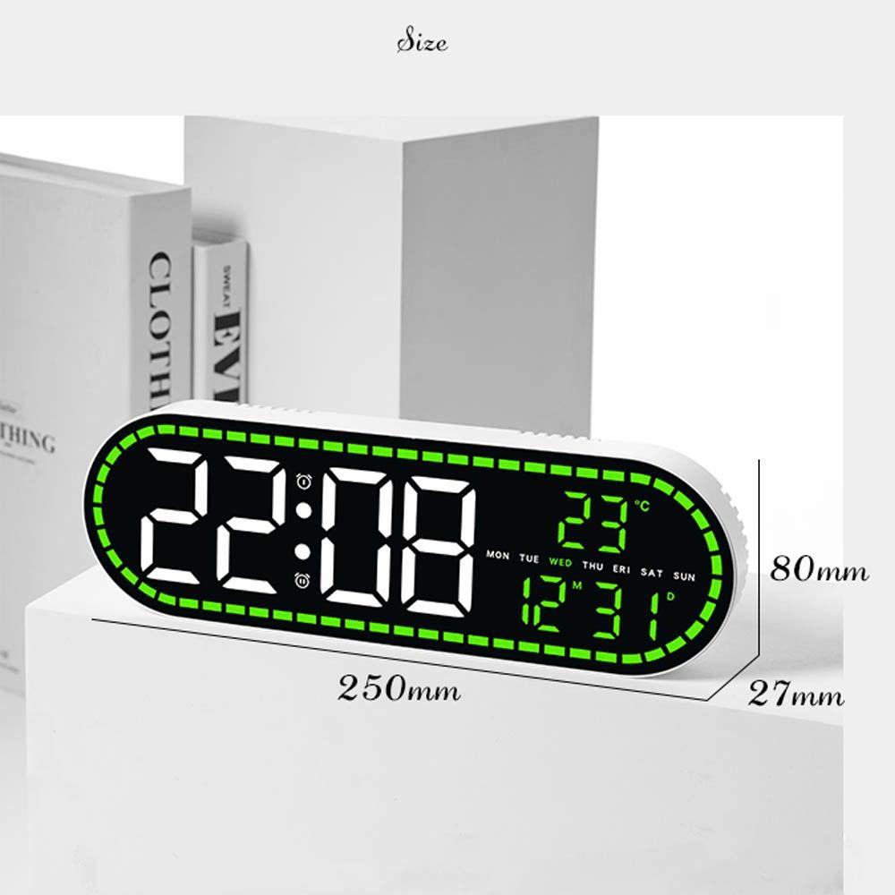 Wall-mounted Electronic Wall Clock Temperature Multi-functional Digital LED Clocks 12/24H Calendar Display Table Clock