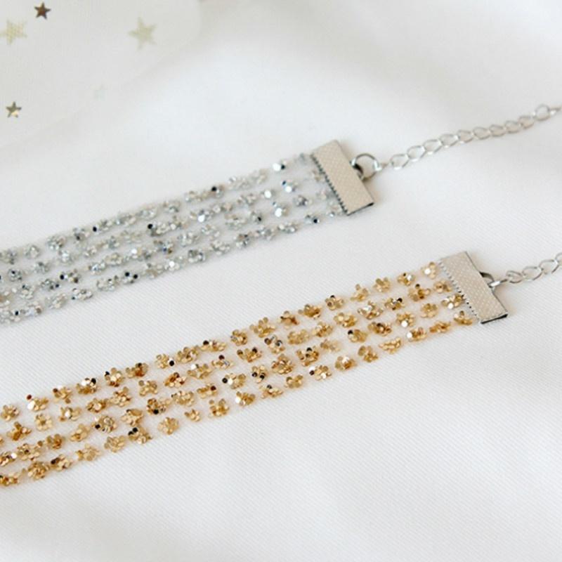 Original handmade fairy chomer sequin gauze necklace short chain neck chain neck collar