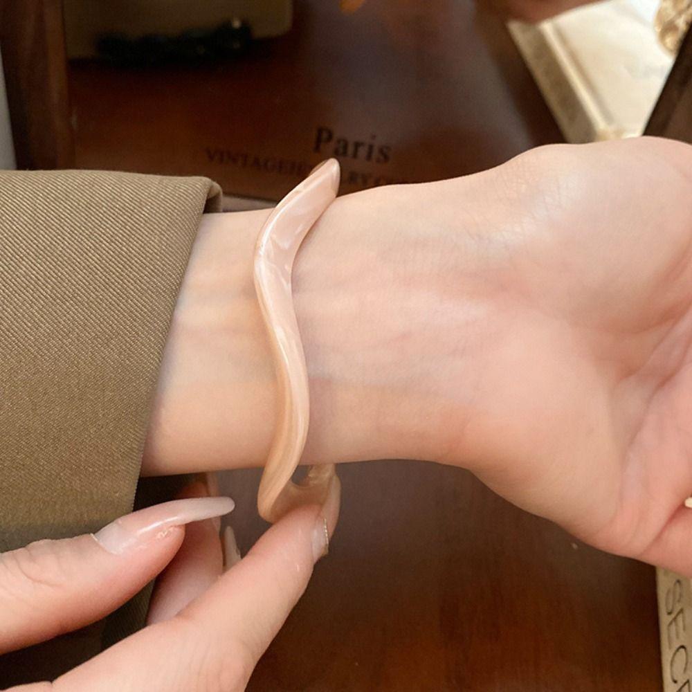 Vintage Jelly Color Wide Bracelet Minority Design Geometric Irregular Bangle  Party