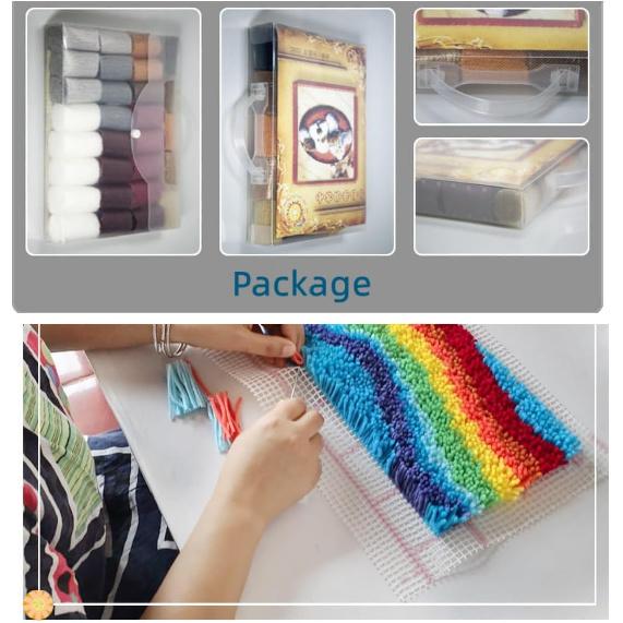 Sea Shark Latch Hook Pillow Kit for Adults Throw Pillow Cover with Printed DIY Canvas Crochet Yarn Needle Craft Easy Handmade Cushion for Home Sofa