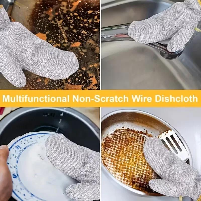 1-20PCS Wire Dishwashing Gloves Scouring Cleaning Ball Heat Resistant Oil Removal Multifunction Kitchen Cleaning Tool