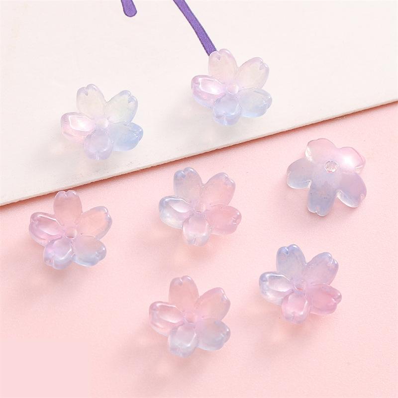 Glass Gradient Cherry Blossom Three-dimensional Accessories Beading Accessories Handmade Diy Bracelet Spacer Beads Accessories Strings Loose Beads