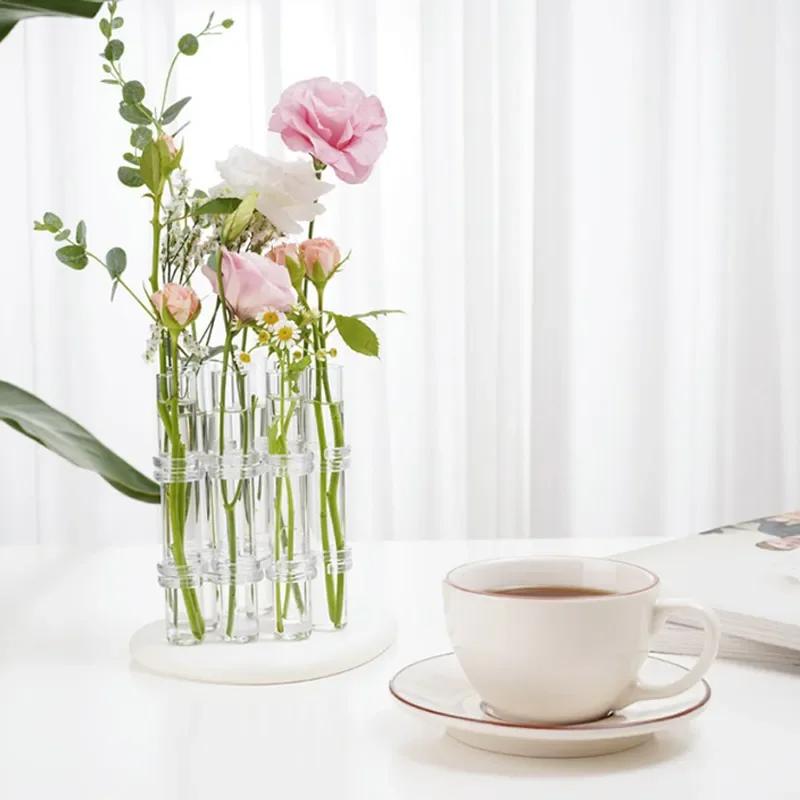 Test Tube Glass Vase Insertion Type Decorative Flower Rack Hydroponic Flower Pot Combination Vase Office Living Room Decoration