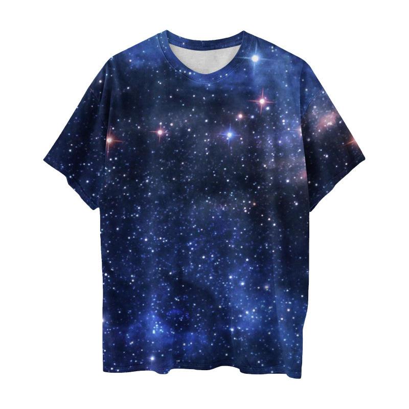 Galaxy Print T-shirt met Korte Mouwen, Stijlvolle Casual Dagelijkse Kleding