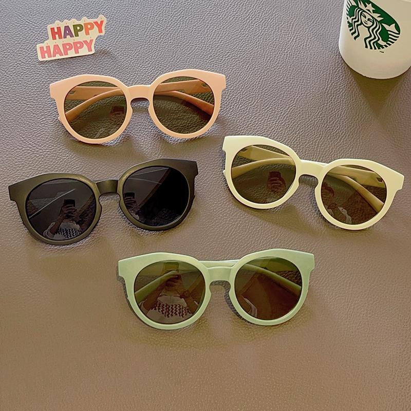 New Kids Cute Checker Panel Round UV400 Sunglasses Baby Girls Sun Protection Children Glasses Outdoor Fashion