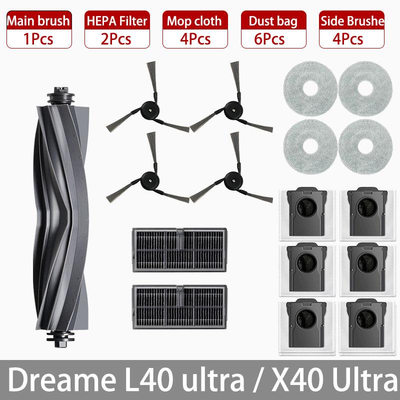Dreame L40 Ultra / X40 Ultra / MOVA P50 Pro Ultra / P10 Pro Ultra Reservdelar Tillbehör Huvudsidoborste Filter Moppduk Damm