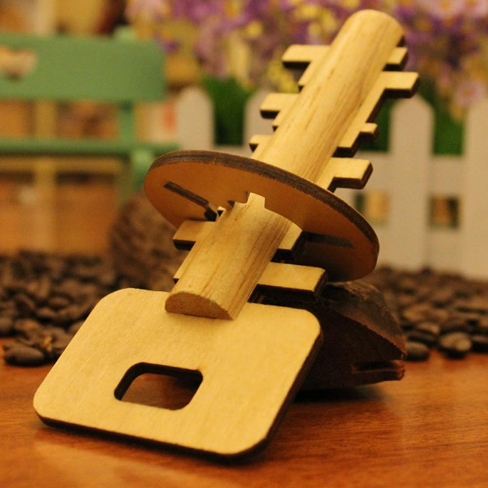 children Funny Kong Ming Lock Toys Wooden Toy Unlock Puzzle Key Intellectual Educational Stress