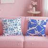 E-Elegant Blue Floral Anime Pillow Case Comfort Sofa Bed Silky Elegant Invisible Zipper Custom Decorative Cushion Cover
