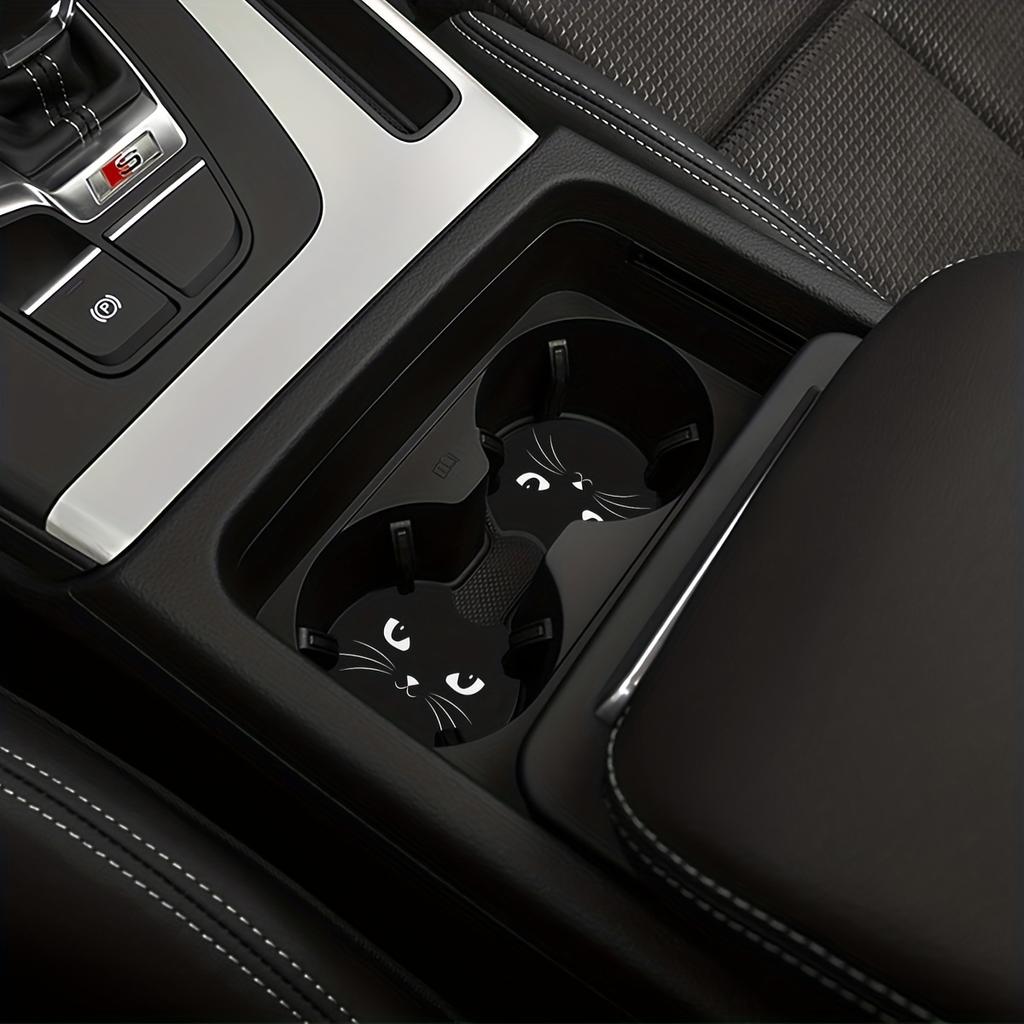 2-piece Cat Car Coaster Water Cup Slot Cushion, Car Interior Suitable for Finger Cut Non Slip Coasters of Automotive Accessories