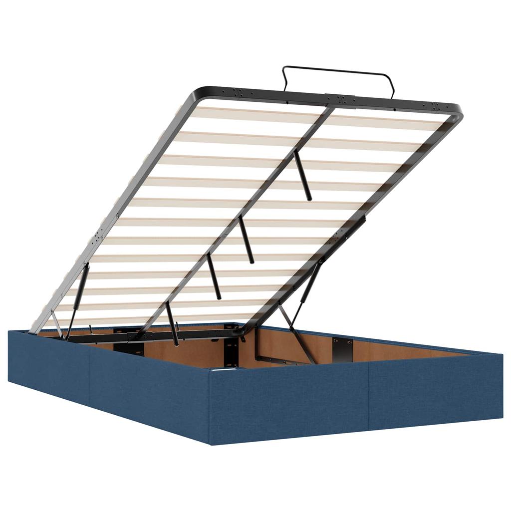 Ottoman Bed with Mattress and Headboard Blue 120 X 190 Cm Fabric