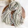 New Autumn and Winter Thin Wool Blended Scarf Long Vintage Plaid Scarf for Women 200*90cm
