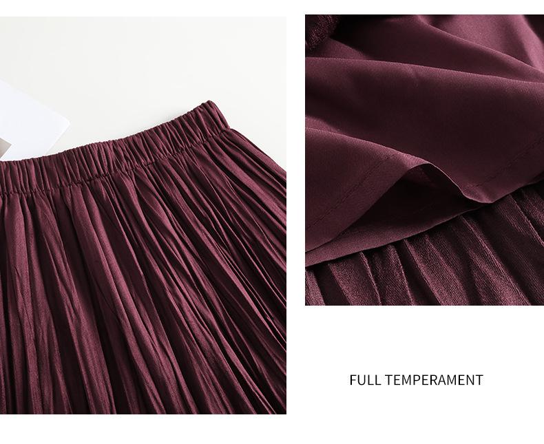 Elegant 2025 Autumn Women’s A-line Pleated Skirt with Elastic Waist – Korean Style