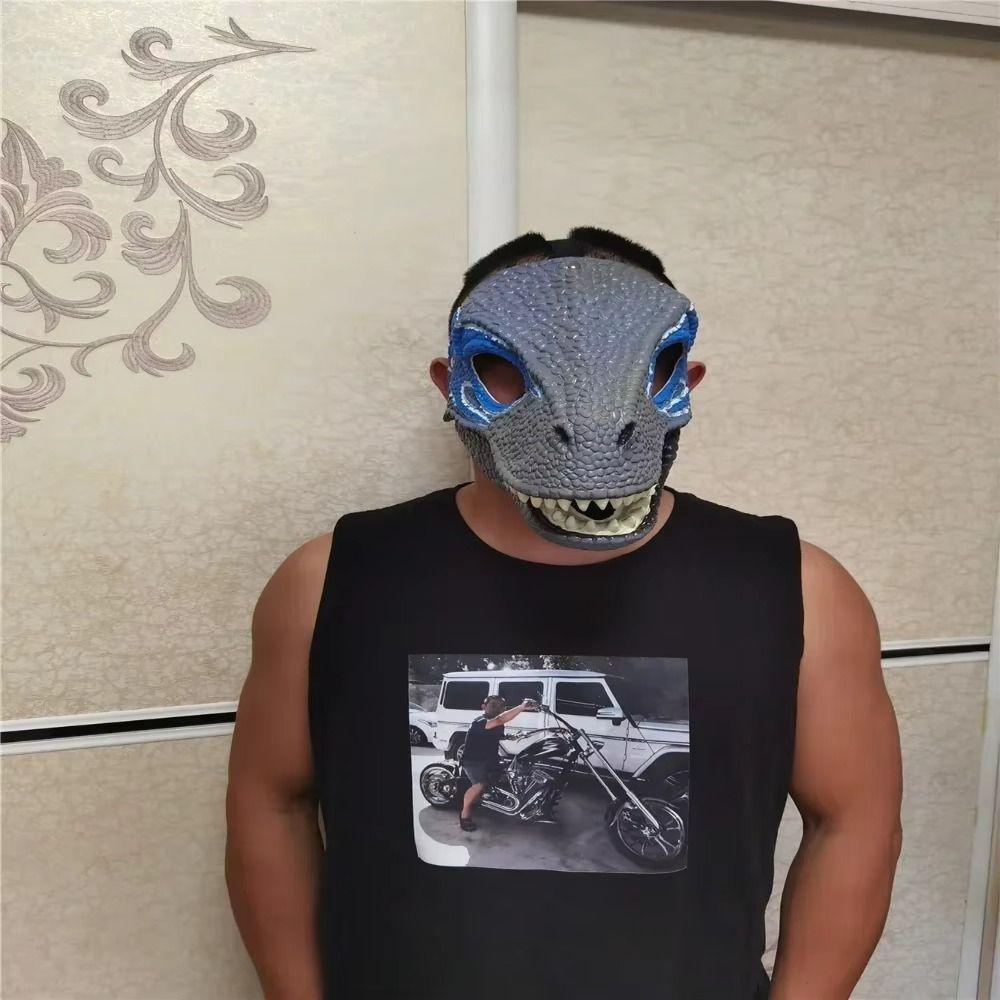 Moving Jaw Halloween Dinosaur Mask Cosplay Props Raptor Dino Mask Dinosaur Headgear  Gifts