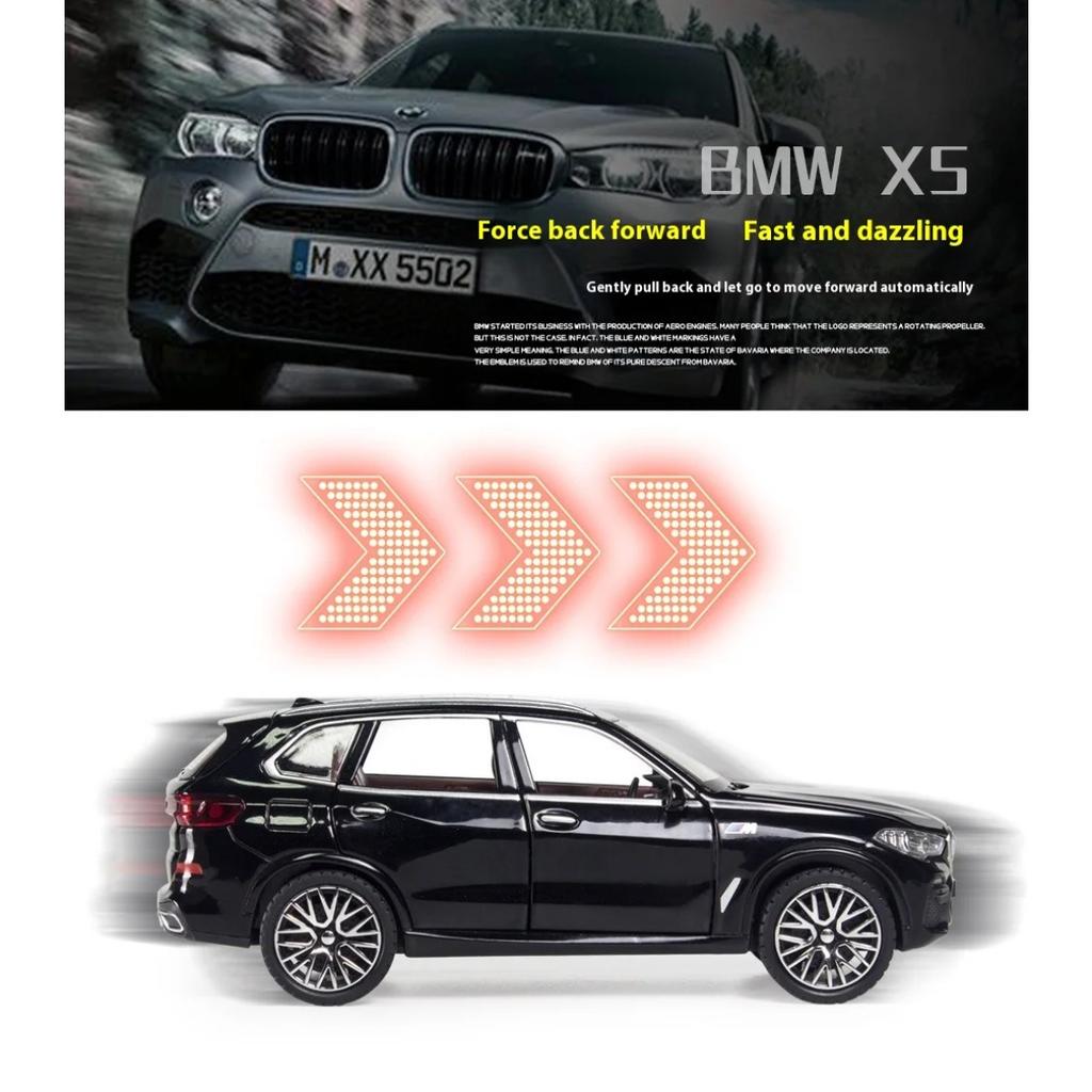 1/32 BMW X5 SUV Alloy Off Road Diecast Model Simulation Sound Light Toy Trendy Decorative Ornament Birthday Present for Friends