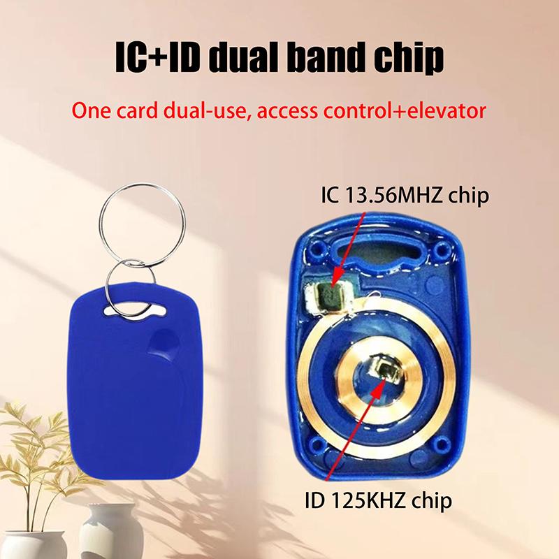 5/10 Stück 2 in 1 Dual-Chip Frequenz RFID Schlüsselanhänger ID 125 kHz T5577 + IC 13,56 MHz UID Beschreibbare Replizierbare Zutrittskontroll-Schlüsselanhänger