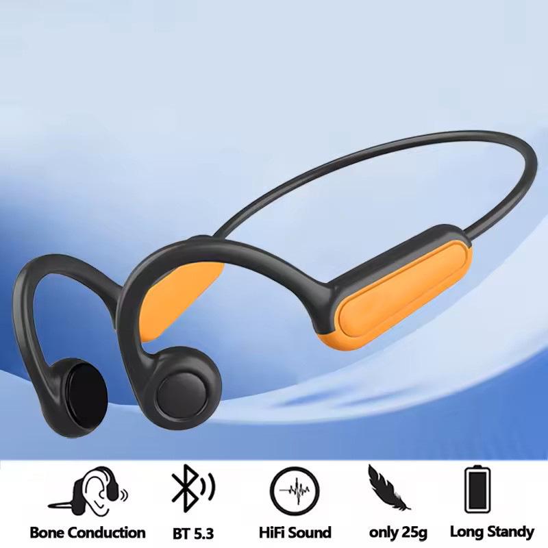 B8 Bone Conduction Open-Ear Bluetooth Headphones - Waterproof, Sports & Cycling Ear-Hook Design.