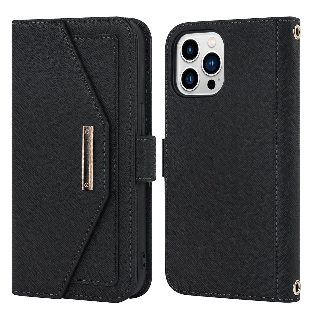 Lanyard Crossbody Wallet Case For iPhone 15 16 Pro Max 14 13 12 Mini 11 XR 8 SE 2025 Cards Slot Magnetic Stand Mirror Book Cover