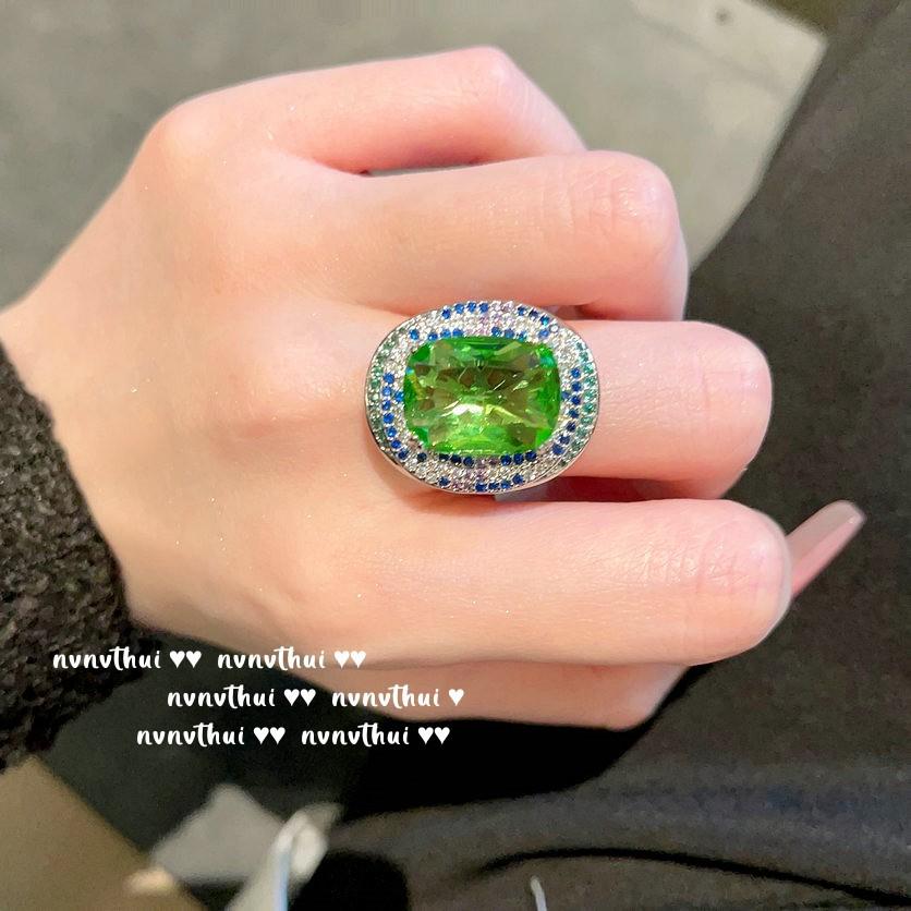 Изумрудный Мохито, Кольцо «Водоворот», Кипарис Лунный Серп, Позолота 18 карат, Кольцо с цирконом «Фруктово-зеленое сокровище»