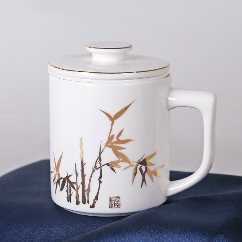 Золотая бамбуковая костяная фарфоровая чайная чашка с ситечком