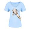 Women Summer Tops Loose Giraffe Soft Causal Short Sleeve T-shirt Top Blouse