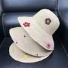 Quality Raffia Hand Hook Sun Hat Women's Handmade Embroidered Flower Bucket Hat Seaside Vacation Sun Protection Straw Hat