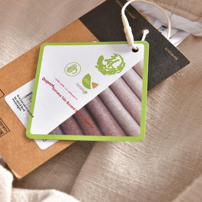 DuPont Fabric Pánské letní prodyšné bavlněné a lněné elastické kalhoty s rovnými nohavicemi