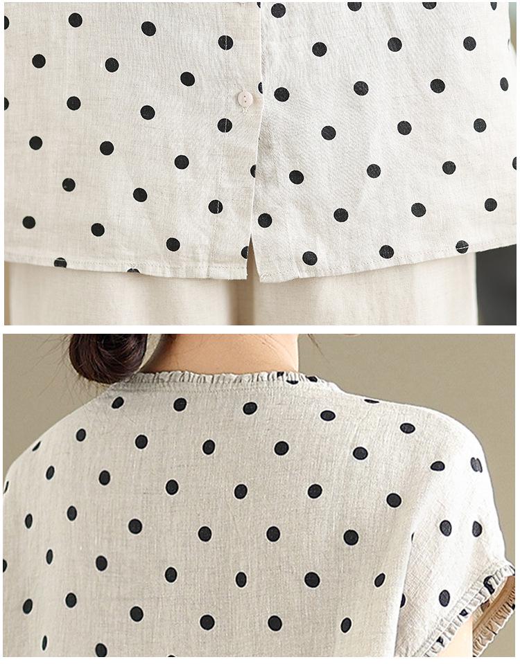 2025 Plus Size Cotton Linen Retro Slimming Pants Summer Set for Women