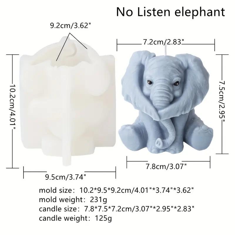 Elephant Silicone Candle Mold DIY No See Hear No Speak Elephant Shapes Candles Gypsum Animal Themed Home Decor
