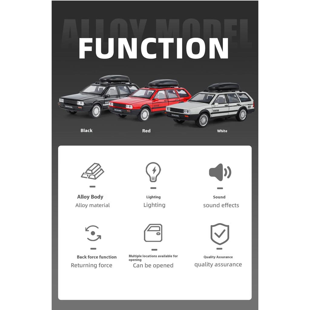 1/32 Volkswagen Santana Alloy Model Car, Cool Sound and Light, Strong Return, Exquisite Desktop Ornaments, Christmas Gifts