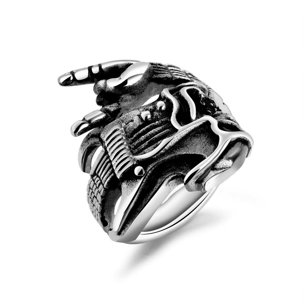 Personalized Retro Punk Animal Rings: Dragon & Eagle Claw Designs for Men