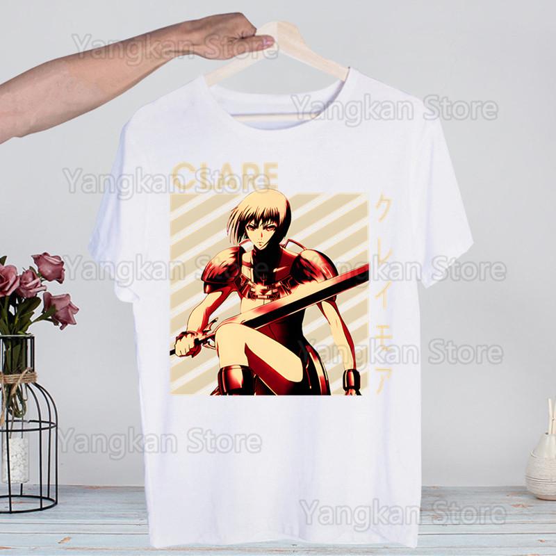 Claymore Anime Clare Miria Manga Fashion T-Shirt For Men Casual Tops Short Sleeve Waifu Men's Tshirt Cute Printing Shirt